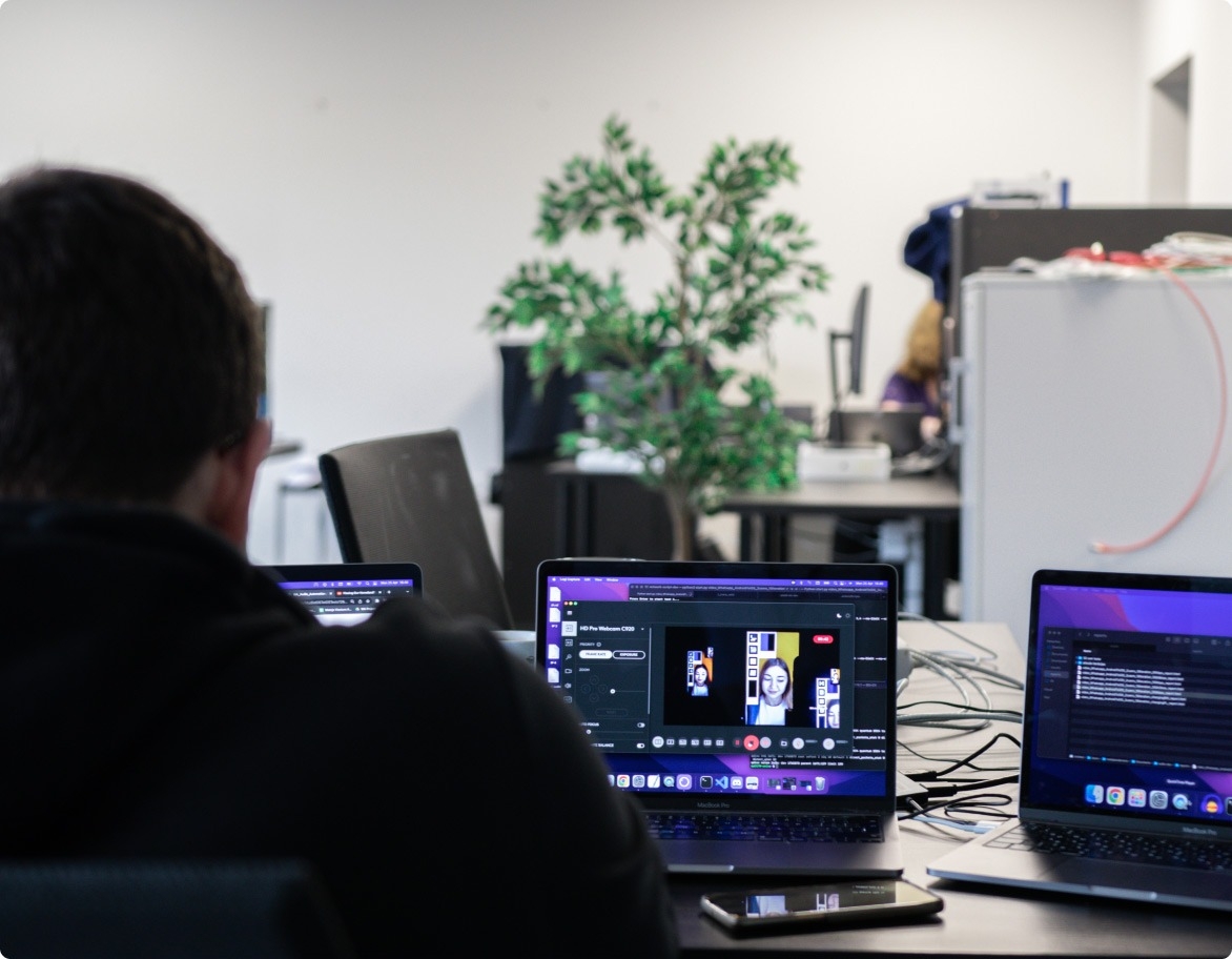 Audio and video quality testing setup in action.