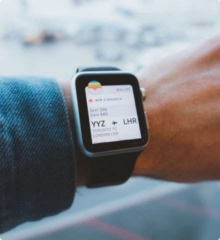 A smartwatch on a person's wrist.