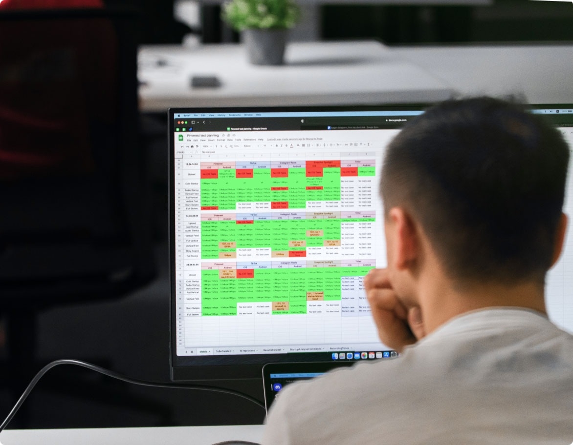 QA engineer analyzing acquired data.