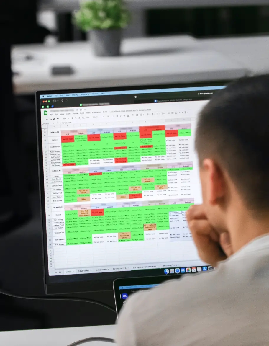 QA engineer analyzing acquired data