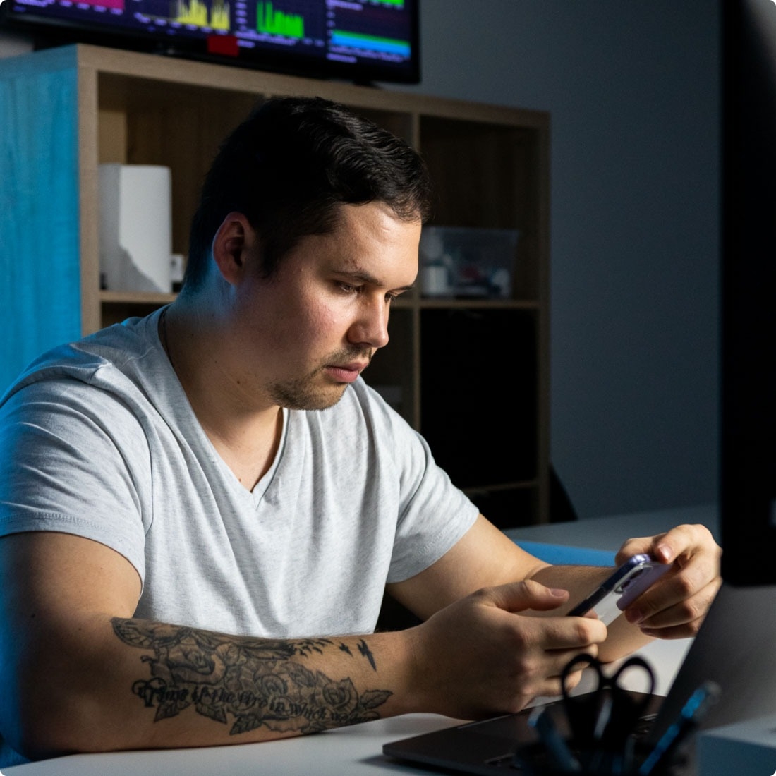 A QA engineer testing a security and authentication solution on a mobile device.