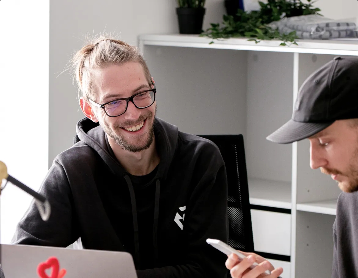 Two QA engineers discussing usability issues found.