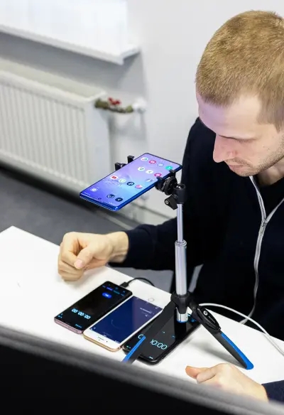 QA engineer running automated tests on a laptop