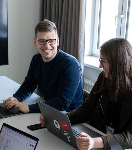 Software engineers in a meeting.