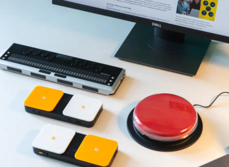 A set of various accessibility gadgets put on the table.