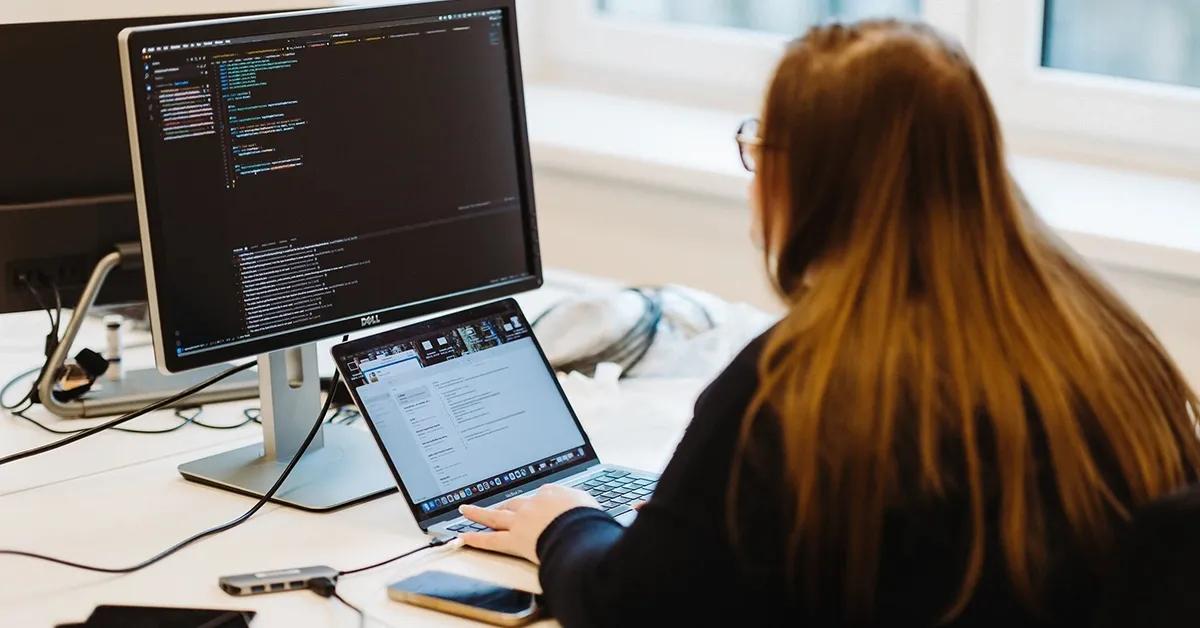 Woman working on a computer