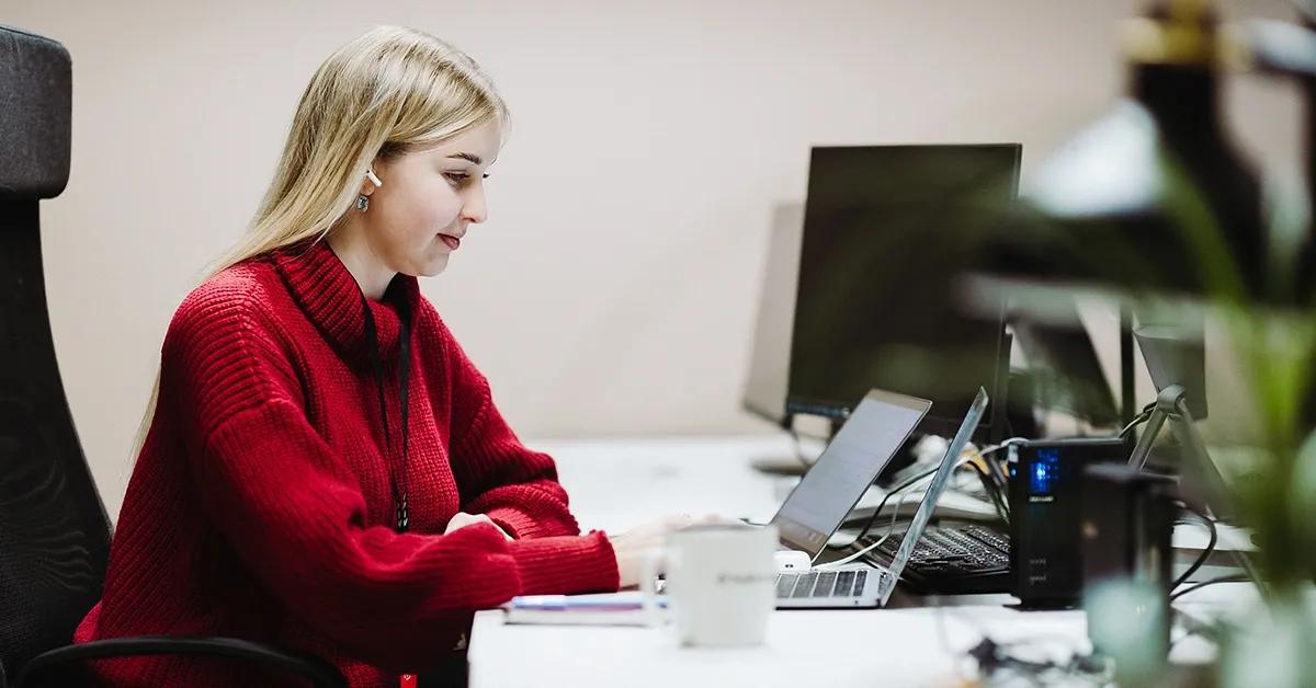 Woman working on her laptop