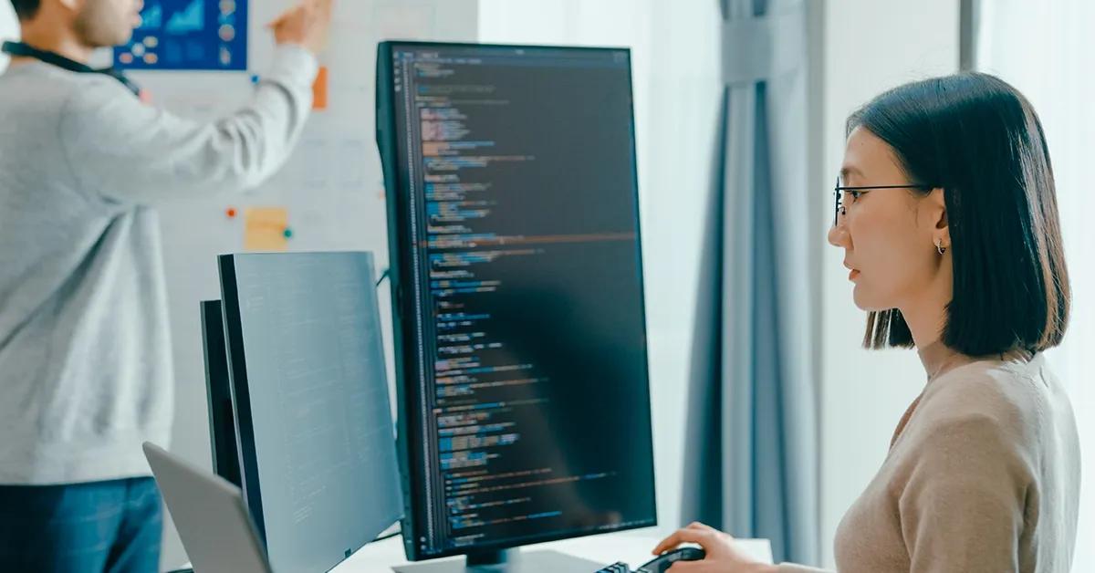 Woman working on a computer