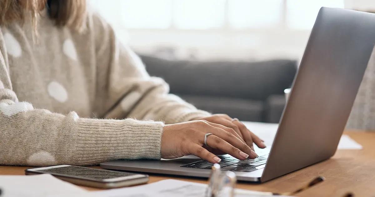 Woman working on her laptop
