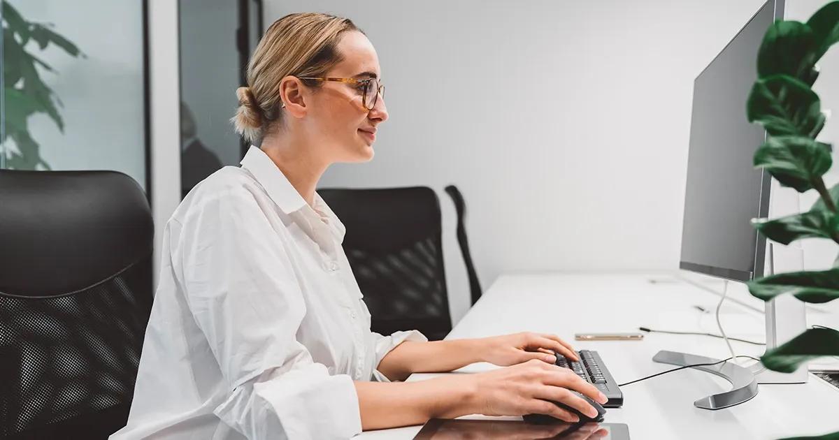 Woman working on a computer