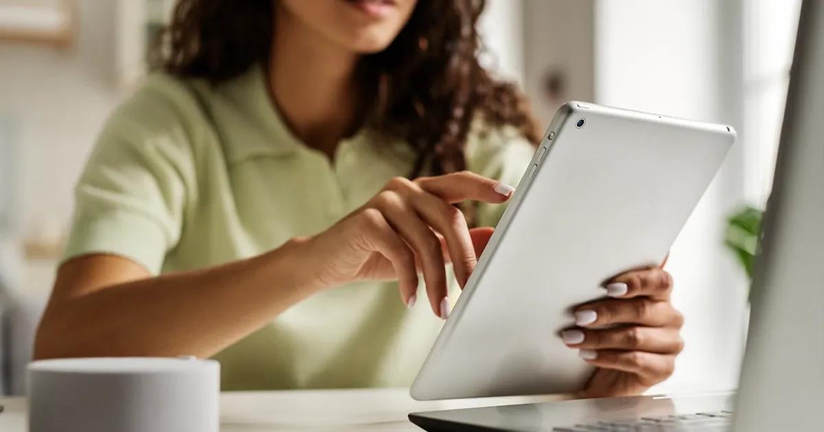Woman using a tablet.