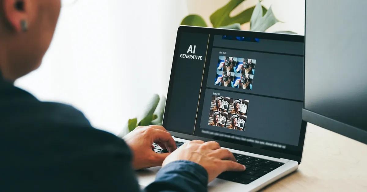 Man using AI on his laptop
