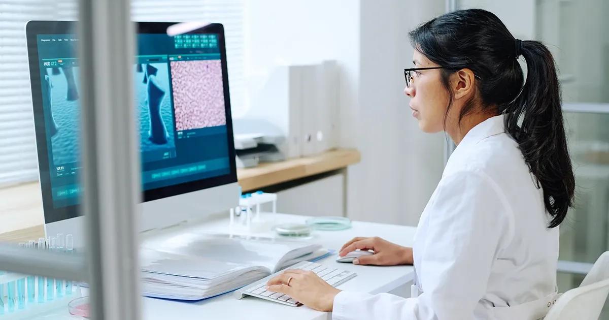 Doctor working on her computer.