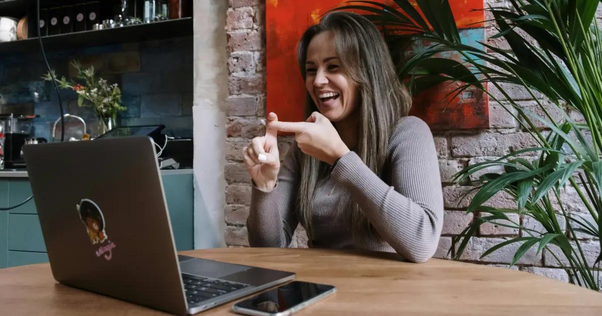 Woman working on her laptop