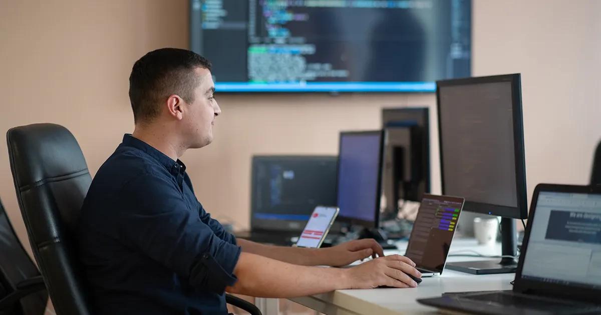 Man working on a computer