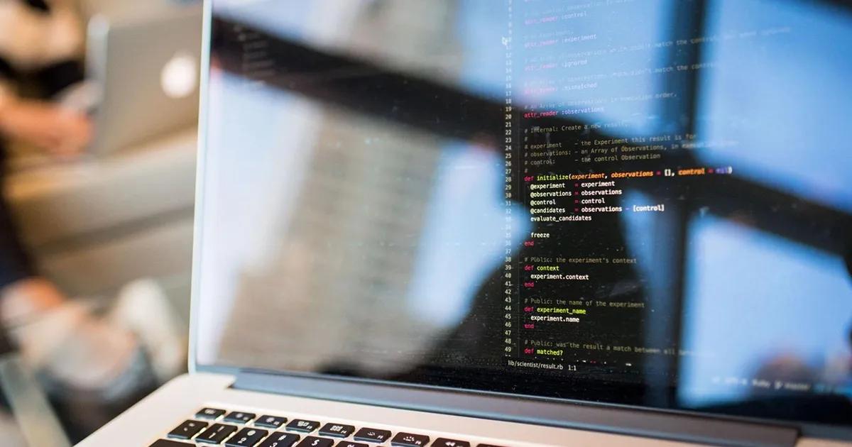 Computer screen with code displayed