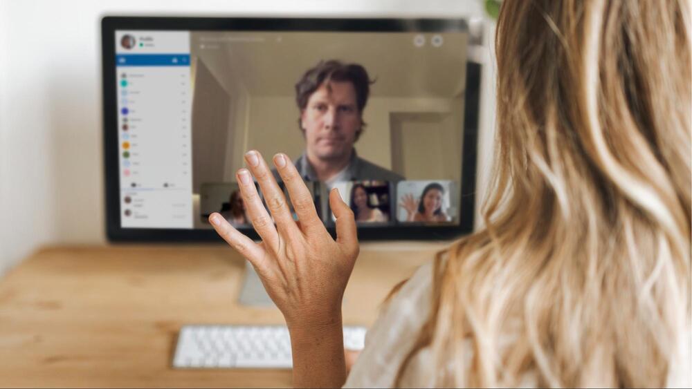 People using a video conferencing app for meeting