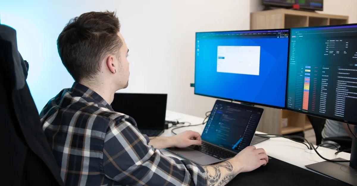 An engineer working on his computer