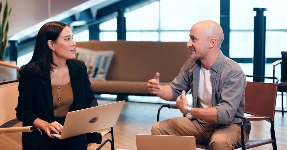 Two persons having a discussion