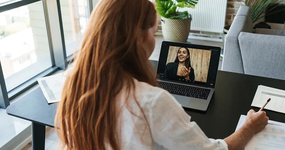 Woman testing video app