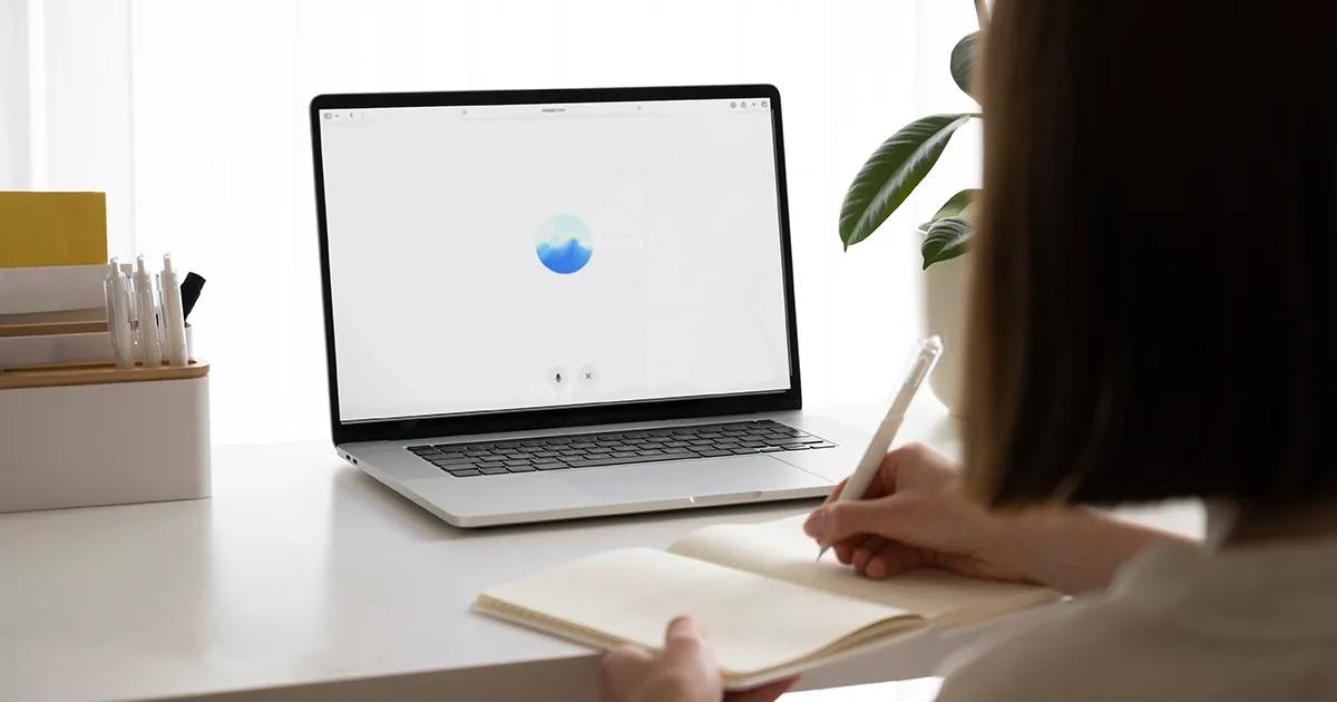 Engineer reviewing AI voice agent audio quality metrics on a laptop