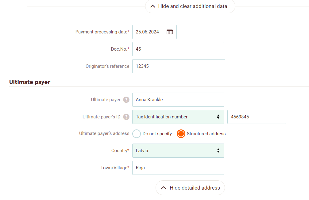 Payment screen